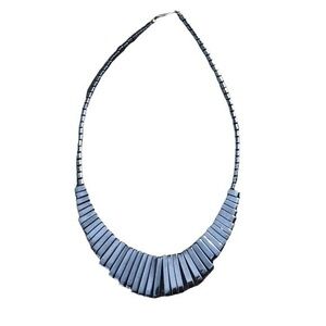 Hematite Metallic silver statement necklace